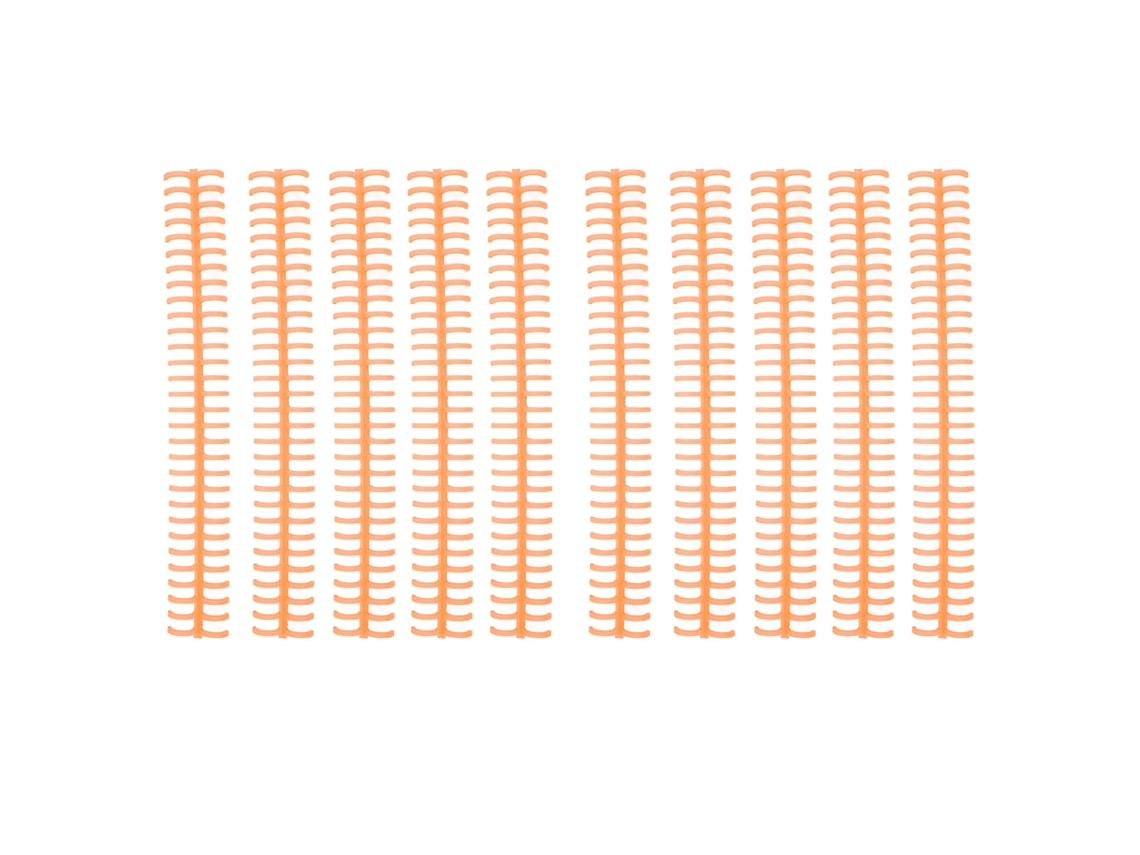 10 Espirales De Encuadernación, 30 Agujeros, 13 Mm, Color Naranja, Para Hojas Sueltas, De Plástico.