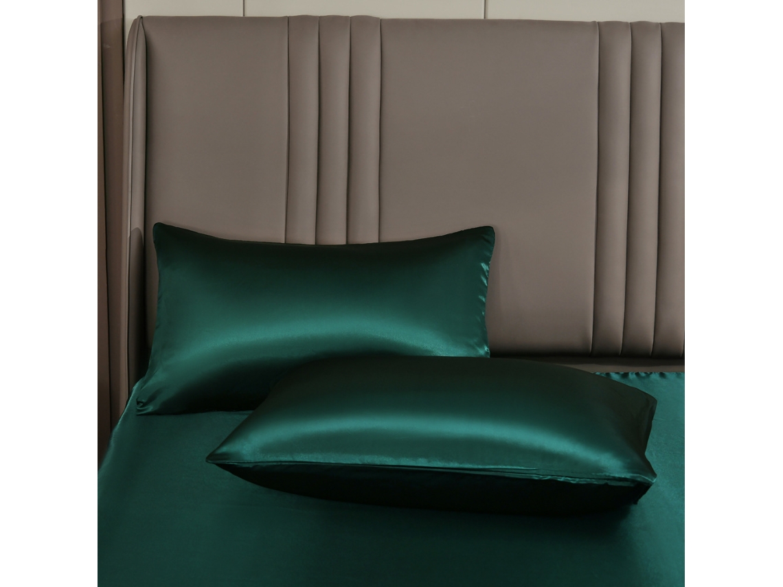 2Pack Fronha De Cetim Brilhante Fronha Anti-Seda Mais Macia Que Fronha Para Cabelo-Verde Escuro