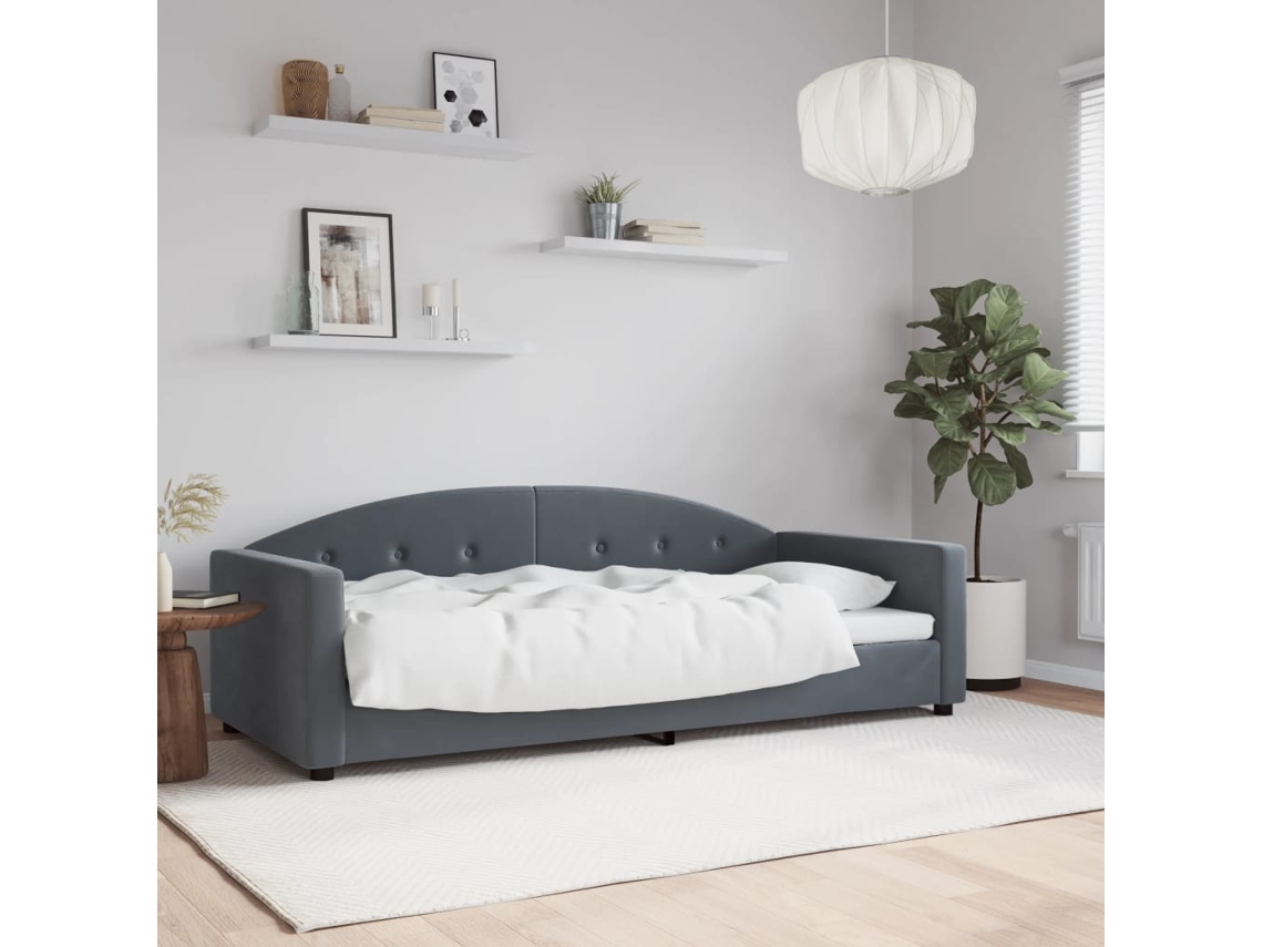 Sofá Cama Individual Lovely Home Madera Terciopelo Gris (90x200)
