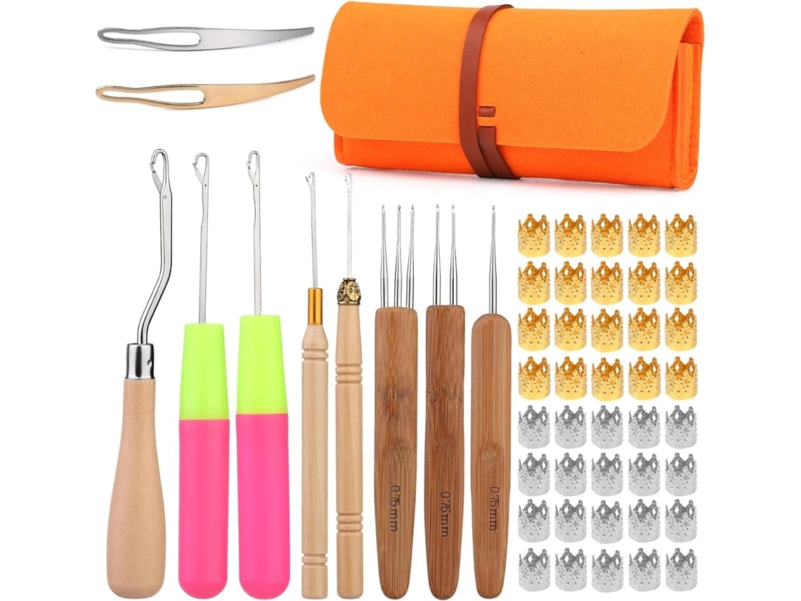 Aguja de crochet para rastas, 3 agujas de crochet para rastas, 5 agujas de crochet para rastas, ushion (0,75 mm)