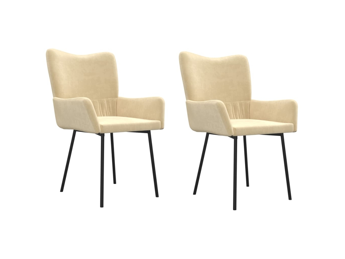 Conjunto 2 Cadeira de jantar VIDAXL Creme Veludo (55x57x81.5 cm)