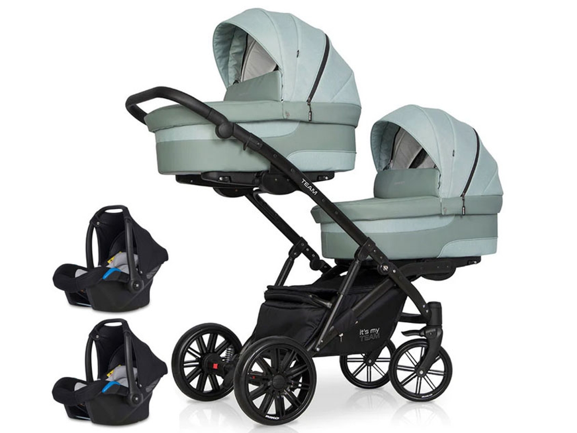 Cochecito Gemelar 2 Plazas 2 Capazos Kite 0 Isofix Ready Team Basil RIKO