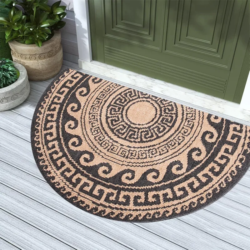 (estilo 9 60x90cm) Alfombra Semicircular De Estilo Étnico Con Patrón Geométrico Retro, Resistente Al Desgaste Y Fácil De Limpiar.