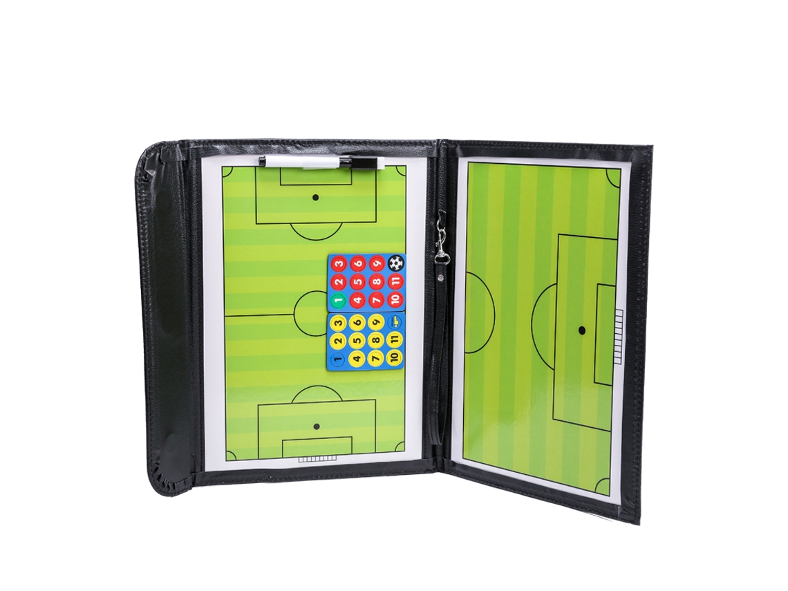 Prancheta Tática de Futebol MDUG (couro dupla camada) com caneta magnética