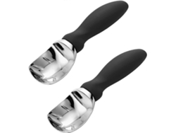 Cuchara para helado negra con mango cómodo, juego de 2 piezas, duradera, apta para lavavajillas, diseño ergonómico.