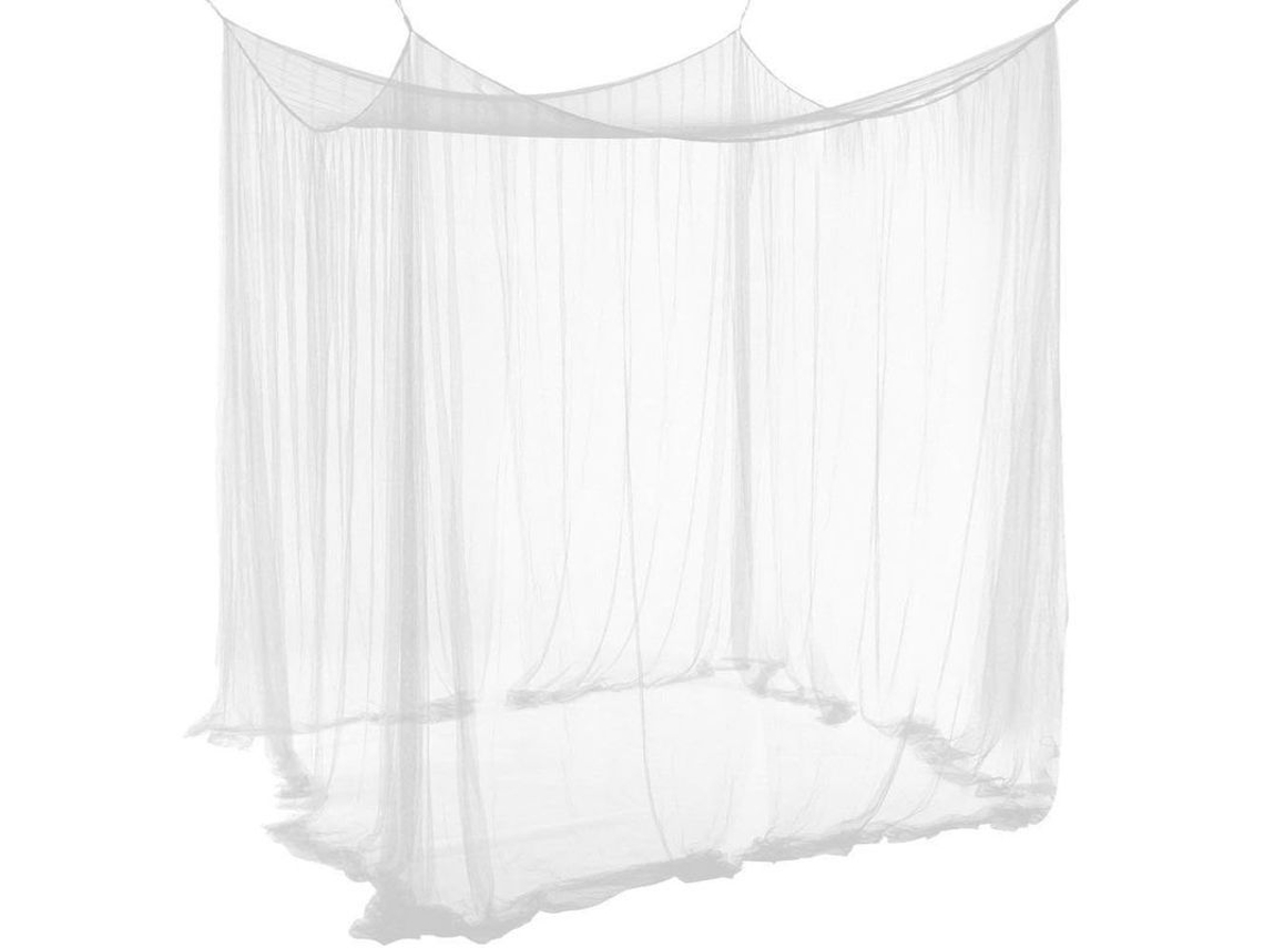 Rebe-mosquitera Cuadrada De 4 Postes Para Cama Queen King Decorativa Blanca Poliéster Antiinsectos