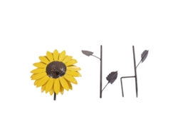 Comedero Pequeño De Metal Con Forma De Girasol Para Pájaros, Ideal Para Colgar En El Jardín O Patio (color Amarillo).