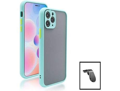 Kit Funda Anti-Choque Cámara Protection y Soporte Magnético L Safe Driving Coche Apple iPhone 13 Mini PHONECARE Azul Claro