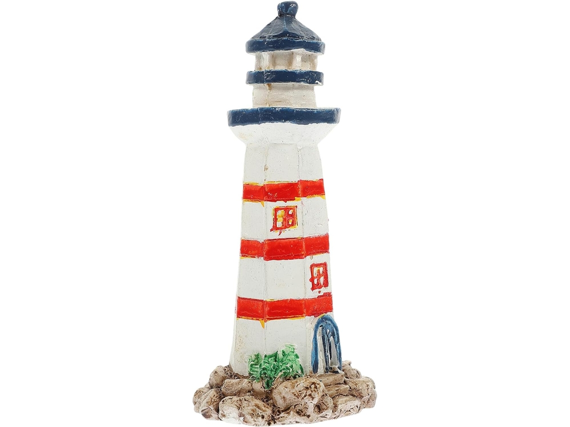 Adorno Náutico Resina Decoración Mediterránea Resistente Delicadamente Pintada Hogar Fiestas Faro Roja