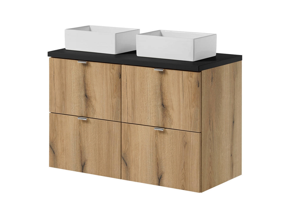 Mueble Lavabo Rectangular Newport 100 X 71 X 40 Cm Aspecto Roble/Negro [EN.CASA]