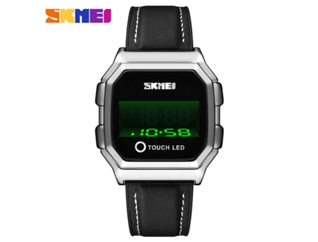 Relojes deportivos digitales Reloj de pantalla táctil con relojes de pulsera electrónicos para hombres-Carcasa plateada - Cinturón negro LUUCOZK