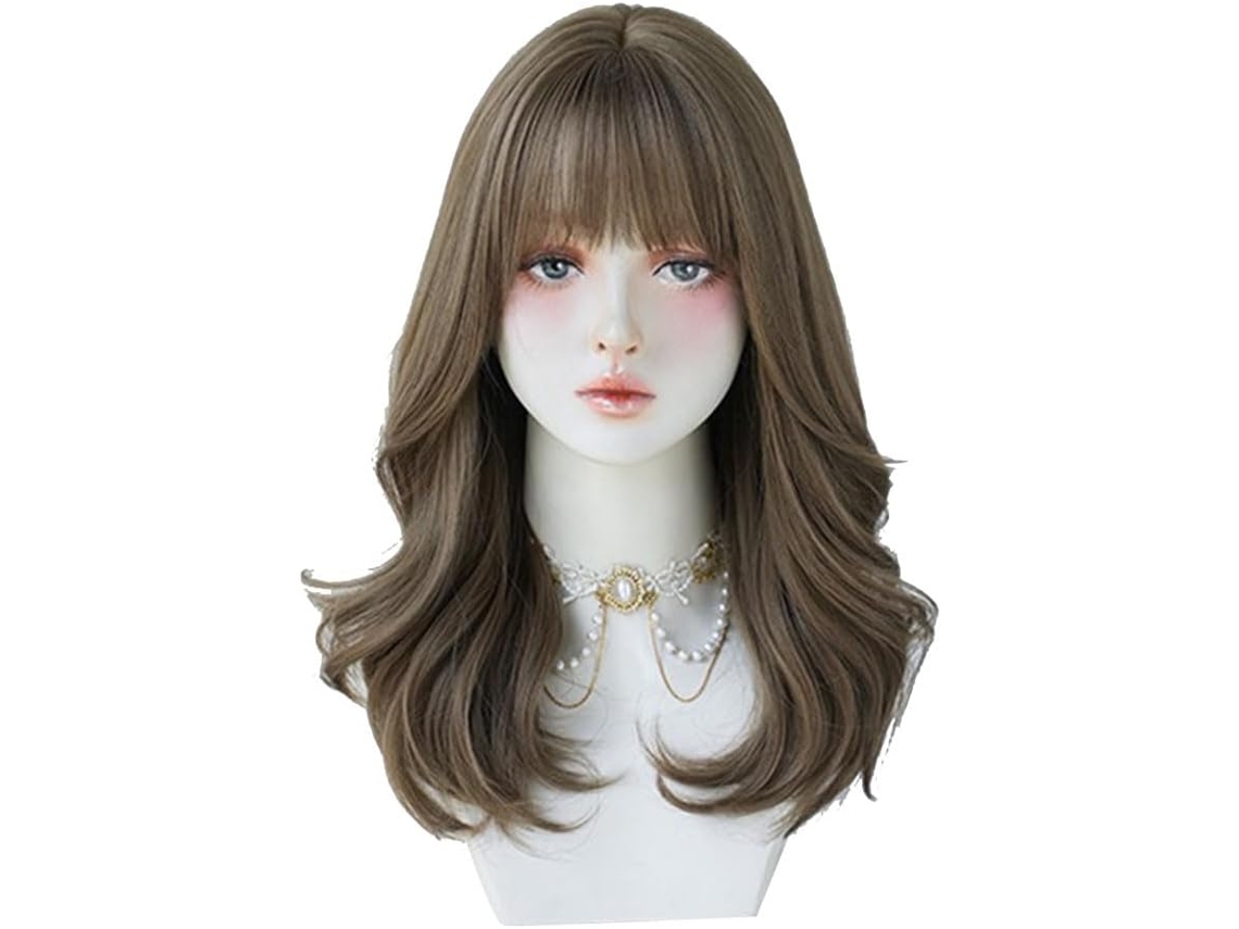 Peluca De Cosplay Universitaria De 45 Cm Con Ondas Grandes, De Fibra Sintética, Imitación De Cabello.