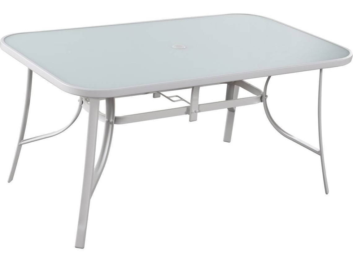 Mesa de Jardín HABITAT ET JARDIN Cordoba (Blanco - Acero y Vidrio - 150x90x72 cm)
