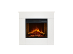 Chimenea eléctrica de pie, madera blanca, fabricada en Italia, Michelangelo, 96x36x90 cm (alto)