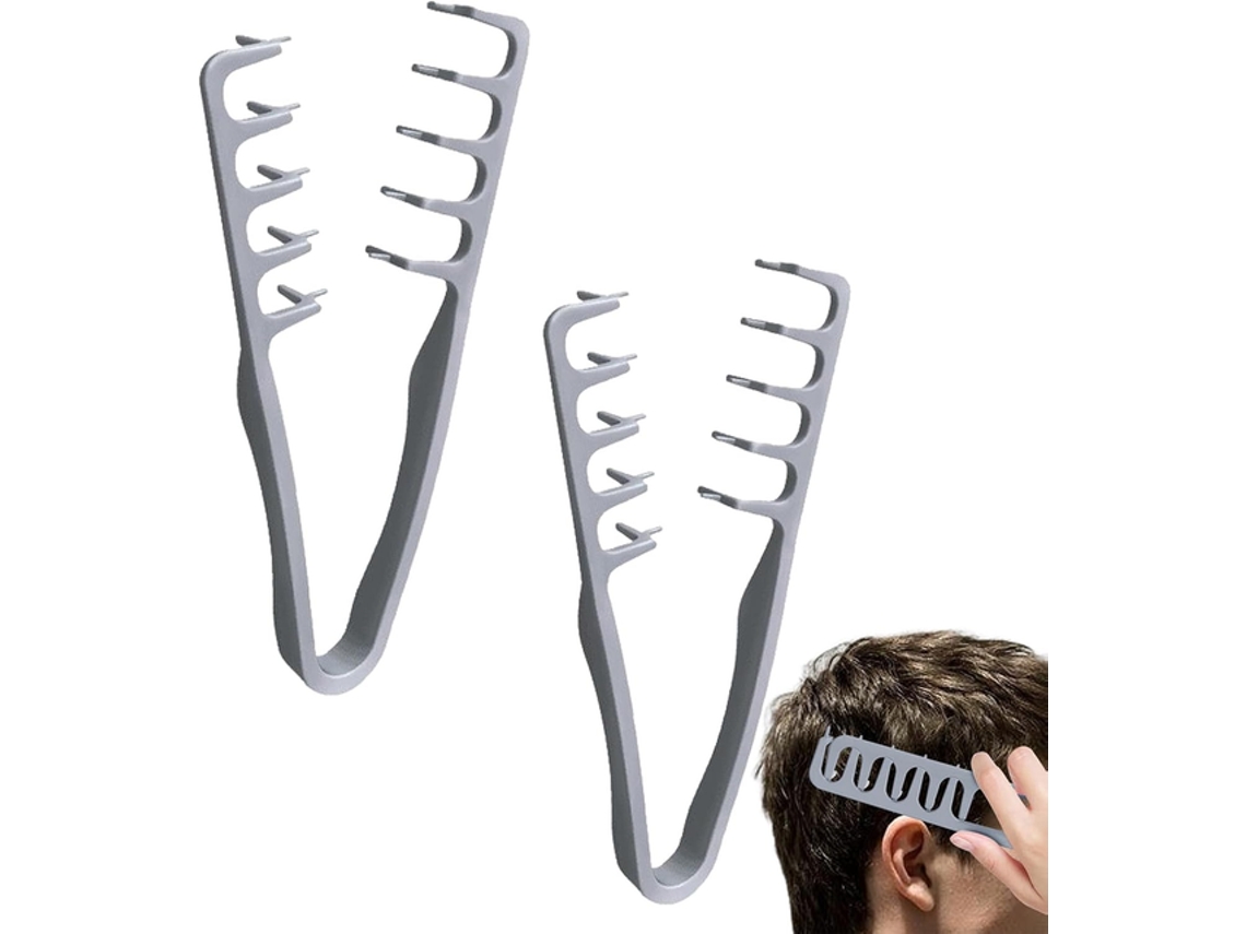Juego de 2 peines texturizados de dientes anchos, unisex, gris Tommy01