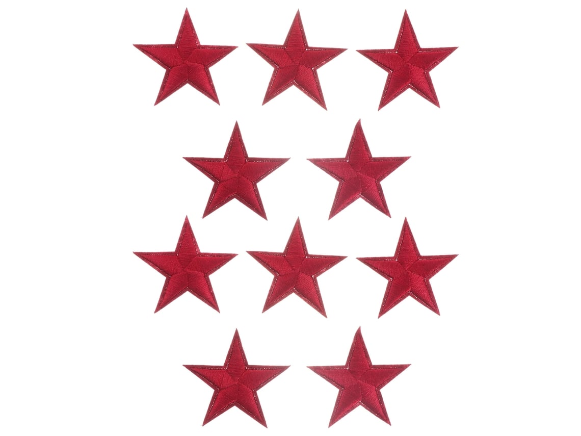 10 Pequeños Parches Decorativos Bordados Con Forma De Estrella De Cinco Puntas, Ideales Para Camisetas, Vaqueros Y Faldas (rojo).