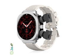 Reloj inteligente Aimb Z19 con termómetro, modos deportivos, auriculares Bluetooth integrados y dos correas de silicona.