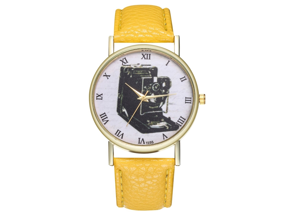 Reloj De Pulsera Analógico Zhoulianfa Para Hombre Y Mujer, Estilo Clásico, Cuarzo, Correa De Pu Amarilla.