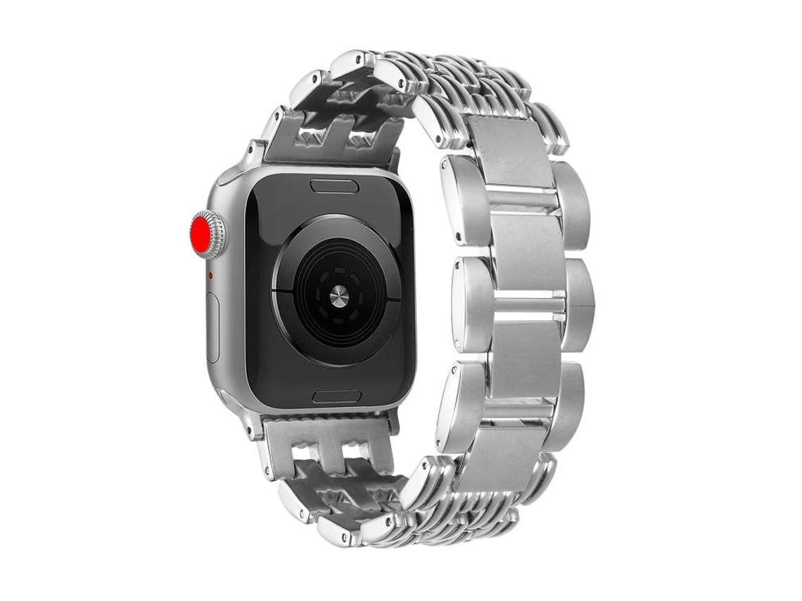 Brazalete de acero inoxidable con 5 franjas plateadas para Apple Watch 42/41/40/38 mm XIAOMOYU