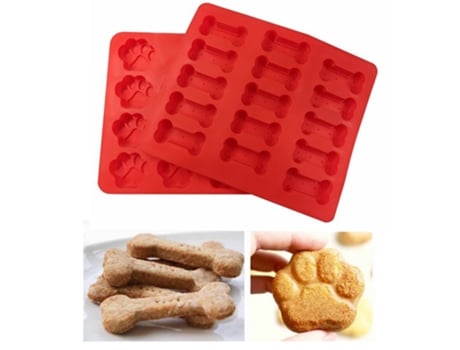Molde para tarta con forma de hueso rojo molde para tarta con huella de perro rojo