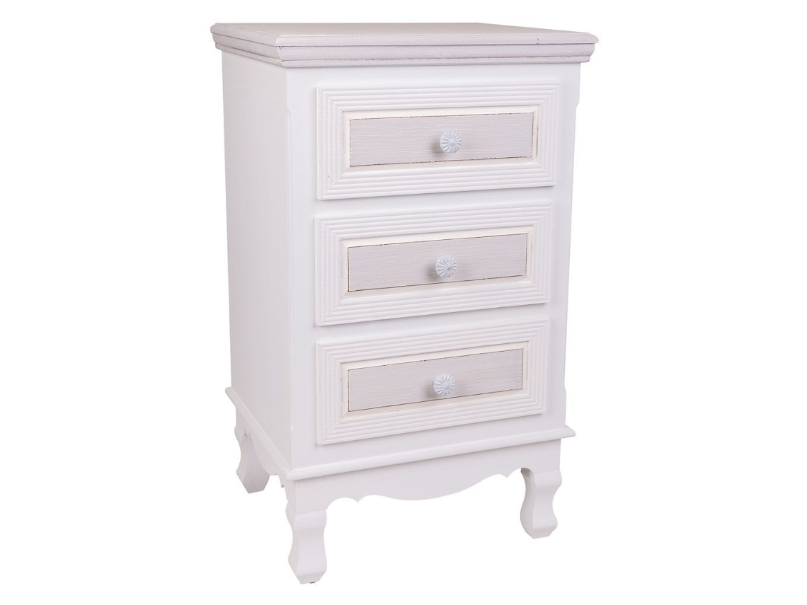 Mesita de Noche WANDERLUST DECO (Madera - Blanco - 41 x 33,5 x 68 cm)