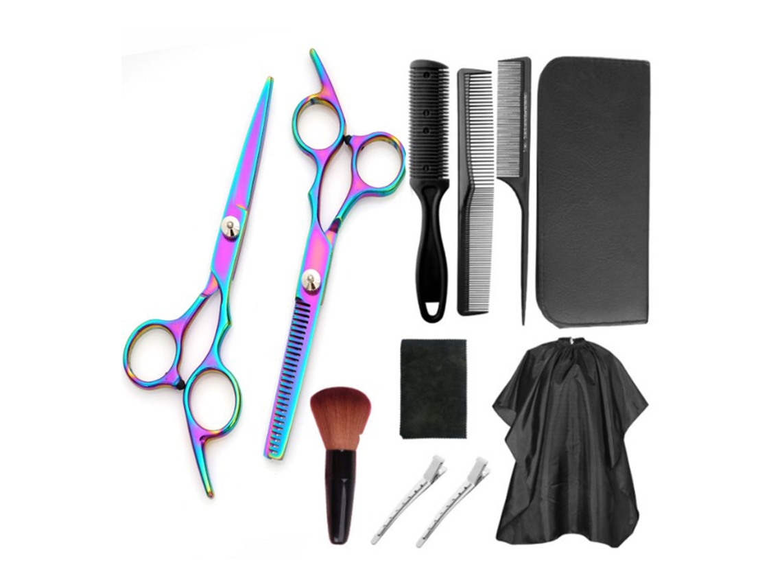 Kit De Tijeras De Corte De Cabello 11 Piezas Acero Inoxidable Con Cepillo Peines Para Peluquerías Y Uso Doméstico