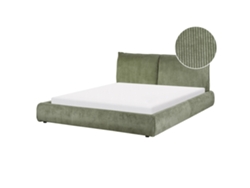 Cama de agua BELIANI Vinay de Pana Verde 176x233x90