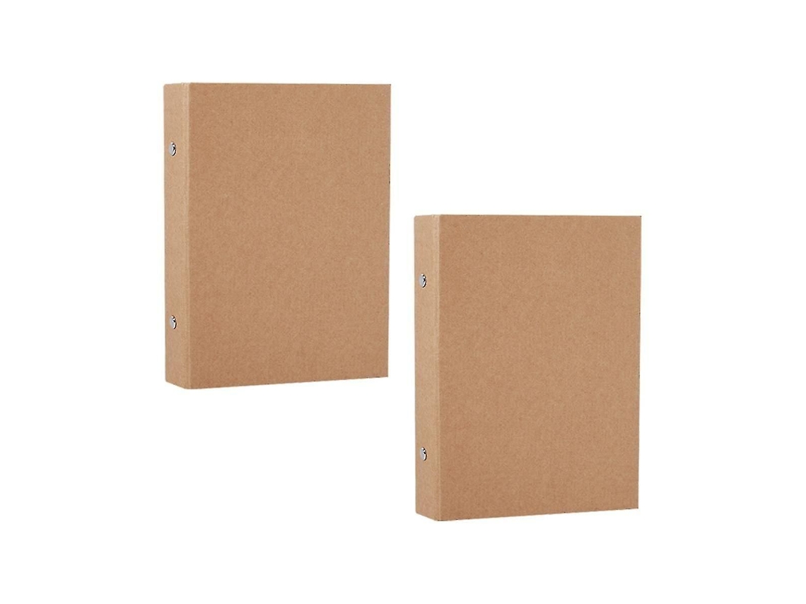 Pack 2 Pastas Argolas A5 Kraft. Bandeja Papel Recarga Folhas Soltas.