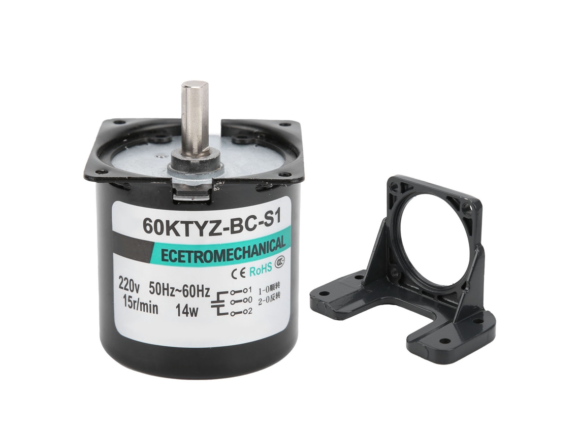 Micromotor Síncrono De Ca De 220 V Con Reducción De Velocidad De 15 Rpm, Engranaje Metálico, Eje Excéntrico Con Soporte.