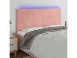 Cabecero Con Luces Led Terciopelo Rosa 160x5x118/128 Cm