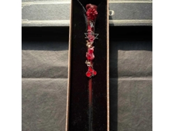 Varita mágica roja para cosplay, decoración con acabado de fuego, varita mágica de regalo y caja de regalo Rosewell