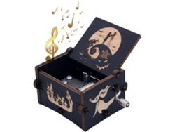 Caja de música de madera divertida "Pesadilla" con manivela, color marrón Ikikso.