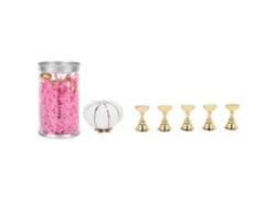Suporte De Exibição De Unhas Em Forma De Abóbora Cerâmica Dourado Com Imanes Para Salão E Diy Prática
