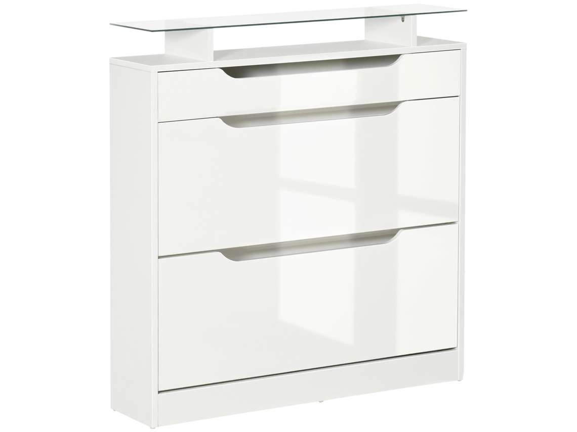 Zapatero Con Cajón, 2 Puertas, Con Capacidad Para 16 Pares De Zapatos, Color Blanco.