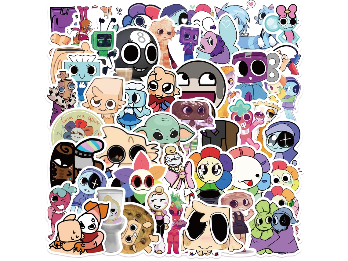 Pegatinas De Dibujos Animados, 51 Hojas, Impermeables, Adecuadas Para Decorar Patinetas, Cuadernos, Etc.