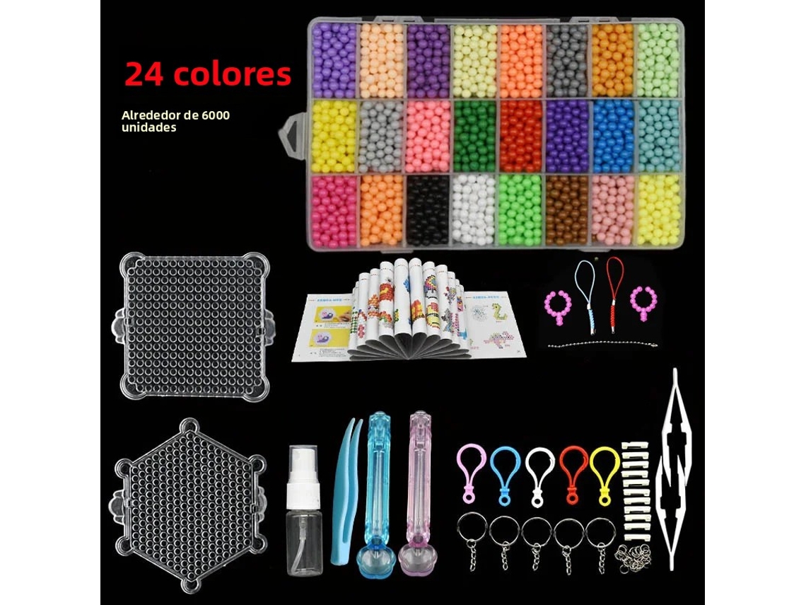 (24 Colores - 6000 Piezas) Juego De Cuentas Para Hacer Tú Mismo, Que Incluye Cuentas De Agua Mágicas Creativas Y Un Tablero De Rompecabezas.