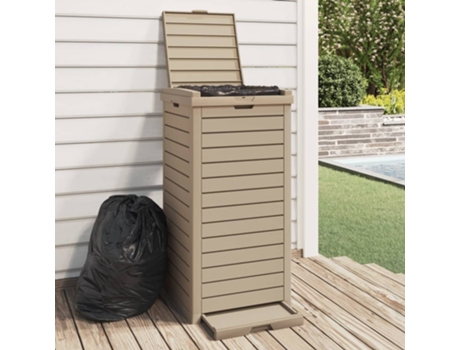 vidaXL Cubo de basura exterior polipropileno marrón claro 41x41x86 cm
