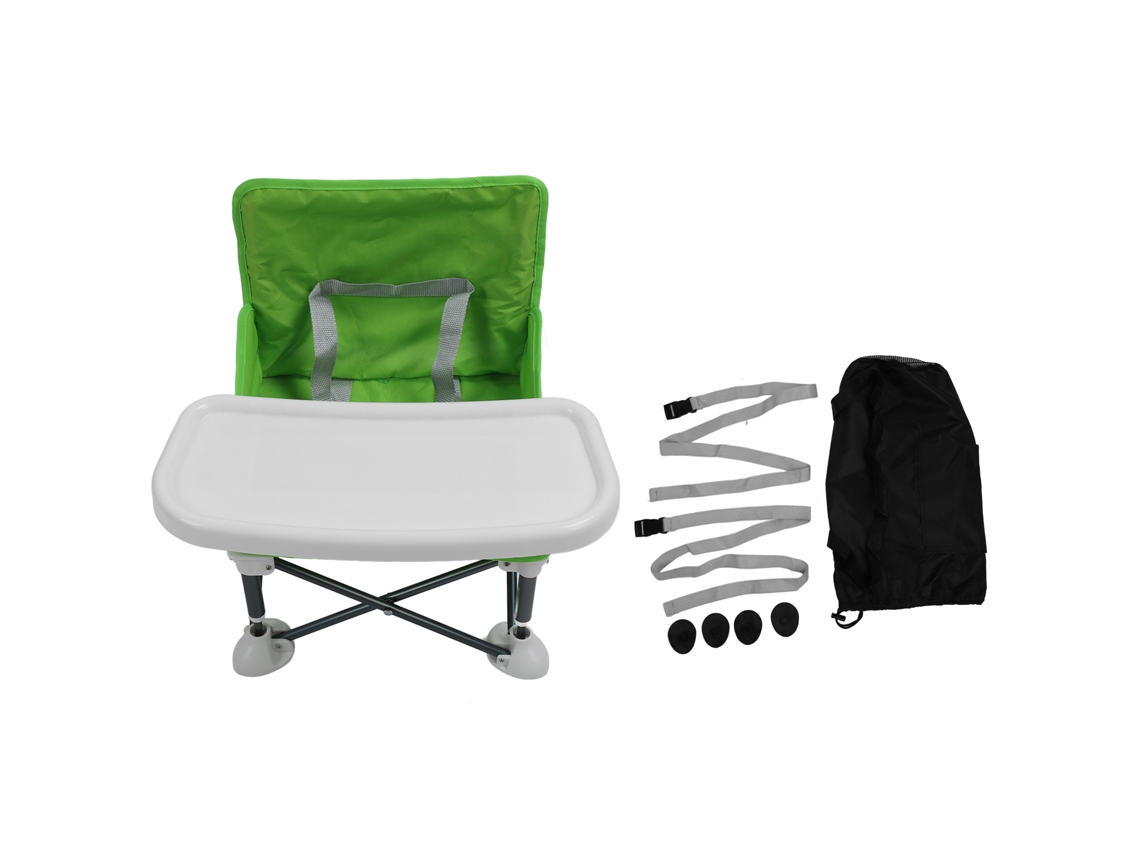 Trona Infantil Plegable Portátil Con Bandeja Para Viajes Y Playa - Verde