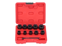 Juego De Herramientas De 11 Piezas Para Extraer Tornillos, Tuercas Y Pernos Rotos, Con Llave De Vaso Y Estuche Rojo.