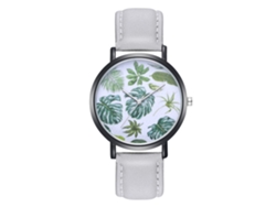Reloj De Pulsera Zhoulianfa Con Estampado De Hojas Y Correa De Pu Gris, Movimiento De Cuarzo.