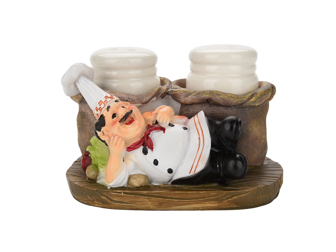 Figura De Chef Con Salero Y Pimentero, Artículo Decorativo De Resina Para La Cocina c