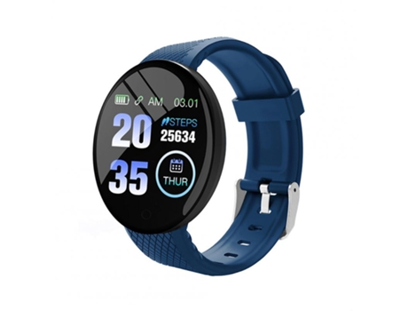 Pulsera Deportiva D18 Monitor de sueño de presión arterial de pantalla redonda de 1,44 pulgadas azul