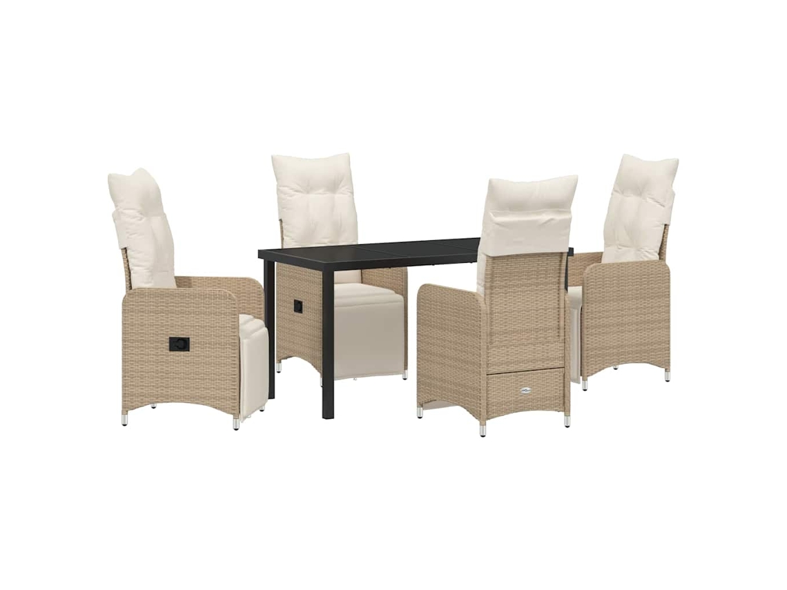 Maison Exclusive - Conjunto De Comedor De Jardín 5 Pcs Beige Ratán Sintético
