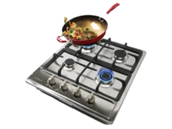 Cocina de gas, encimera de 59 x 51 cm, 4 quemadores, quemador rápido de 3 kW, quemadores semirrápidos de 1,75 kW, protección automática contra llamas OEM