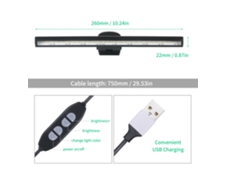 Yncm2026-luz De Pantalla Usb Para Portátil Tomshine, Lámpara Led De Lectura Con 3 Temperaturas Y 10 Niveles De Brillo, Protectora De Ojos