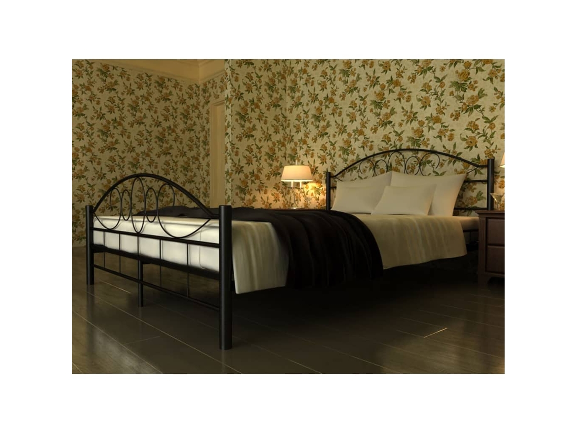 Cama De Metal Negro Con Colchón 180x200 Cm