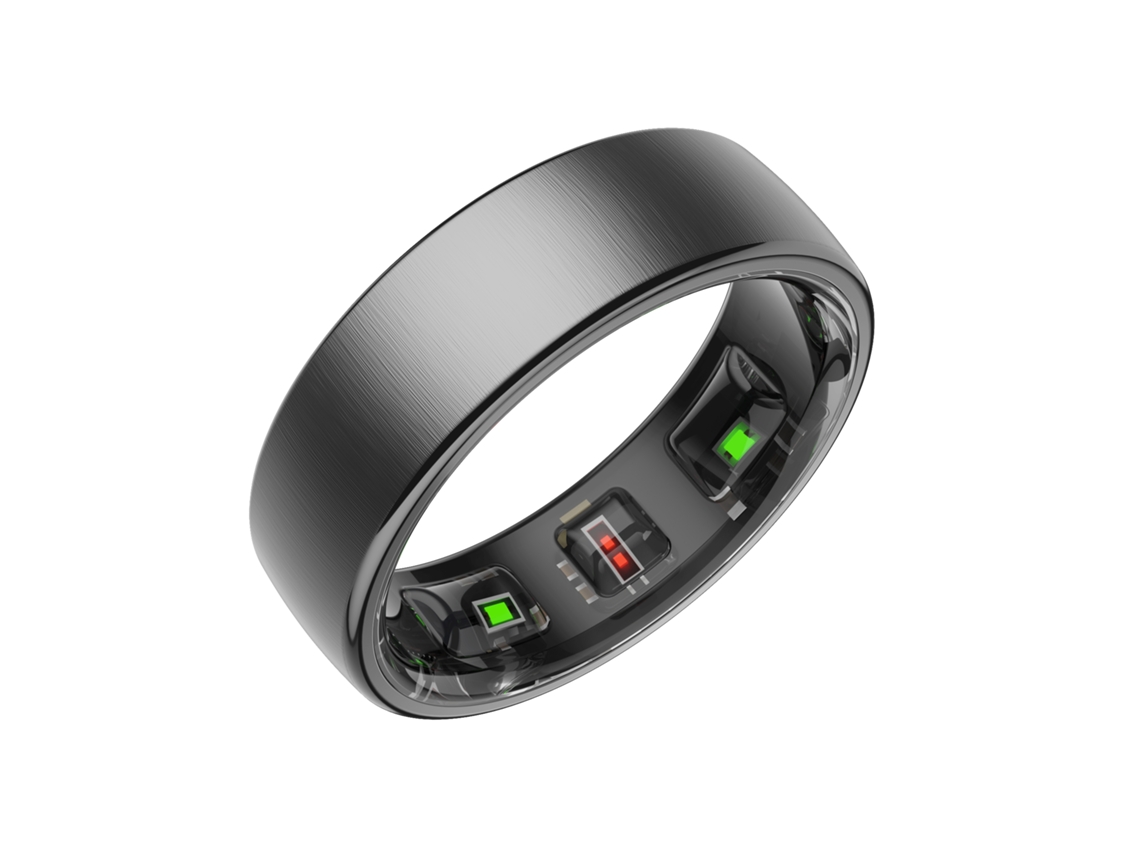 Anillo inteligente con monitor de frecuencia cardíaca y oxígeno en sangre, carga inalámbrica, resistente al agua Mdug (negro, talla 9)