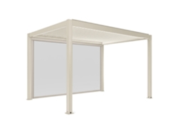 Pérgola Bioclimatique 4x3 M Autoportée Motorisée En Aluminio Crã¨me Avec àclairage Led Et Avec Store Oviala