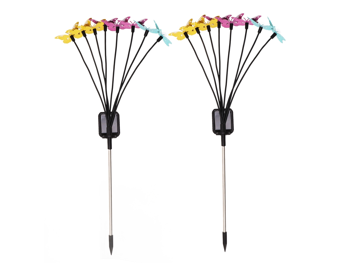 Yncm2026-2 Pack Luces Mariposa Solares Exteriores Jardín Decorativas Con 8 Mariposas Luz Cálida