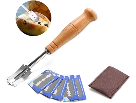 Cuchillo de baguette de pan, herramienta de corte, cuchillo de panadero para masa, cuchillo de baguette con 5 cuchillas para pan de bricolaje